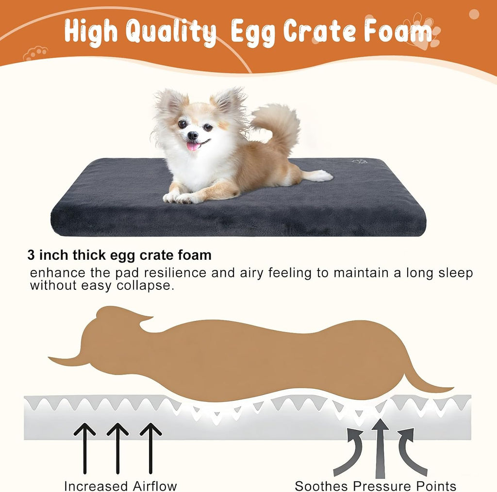 EMPSIGN Dog Bed Mat Crate Pad Mattress, Ultra Soft Pet Kennel, Grey, Small