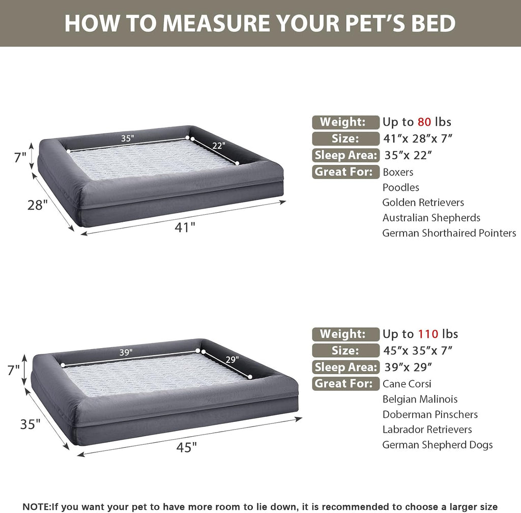 WNPETHOME XL Extra Large Orthopedic for Senior Dog Bed Comfy Sleeping