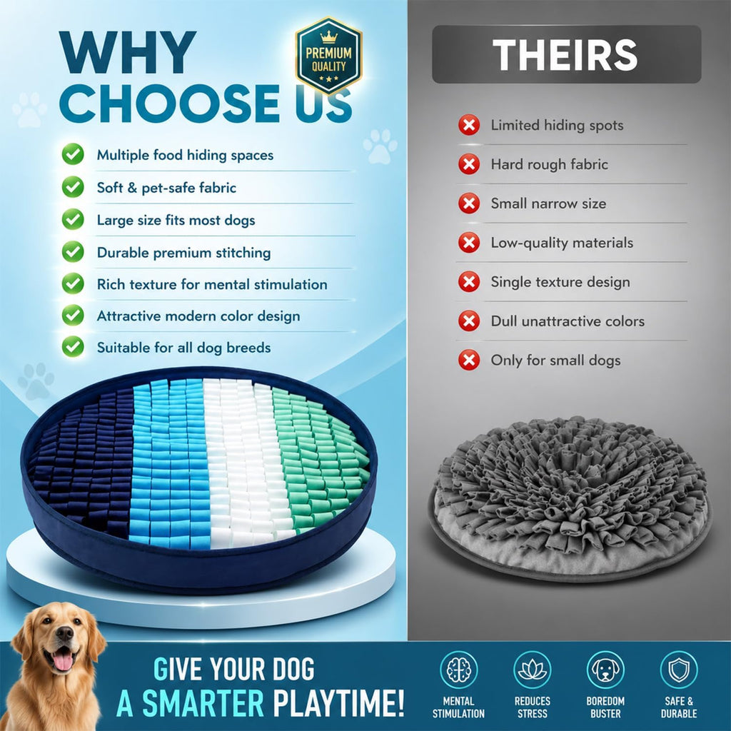 PET ARENA Adjustable Dog Snuffle Mat Interactive Feeding Toy - Multicolor | Encourages natural foraging, helps reduce boredom, slows eating, and provides mental stimulation for daily enrichment.