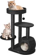 KAMABOKO Modern Gothic Cat Tree, 39" Tall Cat Trees for Indoor Cats Black
