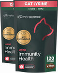 VetriScience Lysine Immunity Health Chews, 250 mg Lysine Plus Immune Supplement for Cats and Kittens with Allergies, Sneezing, Runny Nose and Watery Eyes, Chicken, 120 Count (Pack of 2)