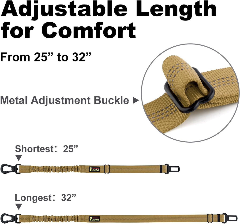 Plutus Pet Dog Seat Belt for Car, Adjustable Harness with Elastic Bungee
