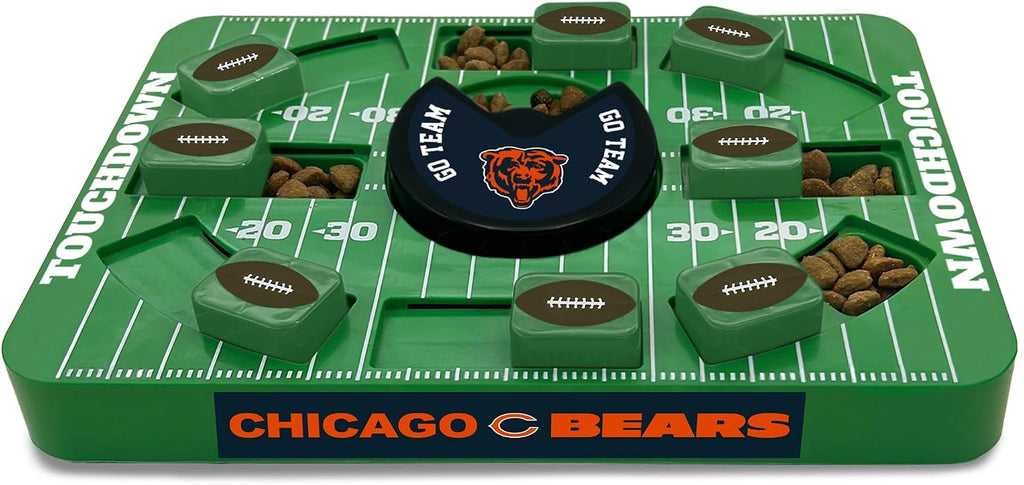 Pets First NFL Chicago Bears Large Puzzle Toy for Dogs, Slow Feeder Board for Pets, New Bigger Size, Interactive Doggie Treat Toy