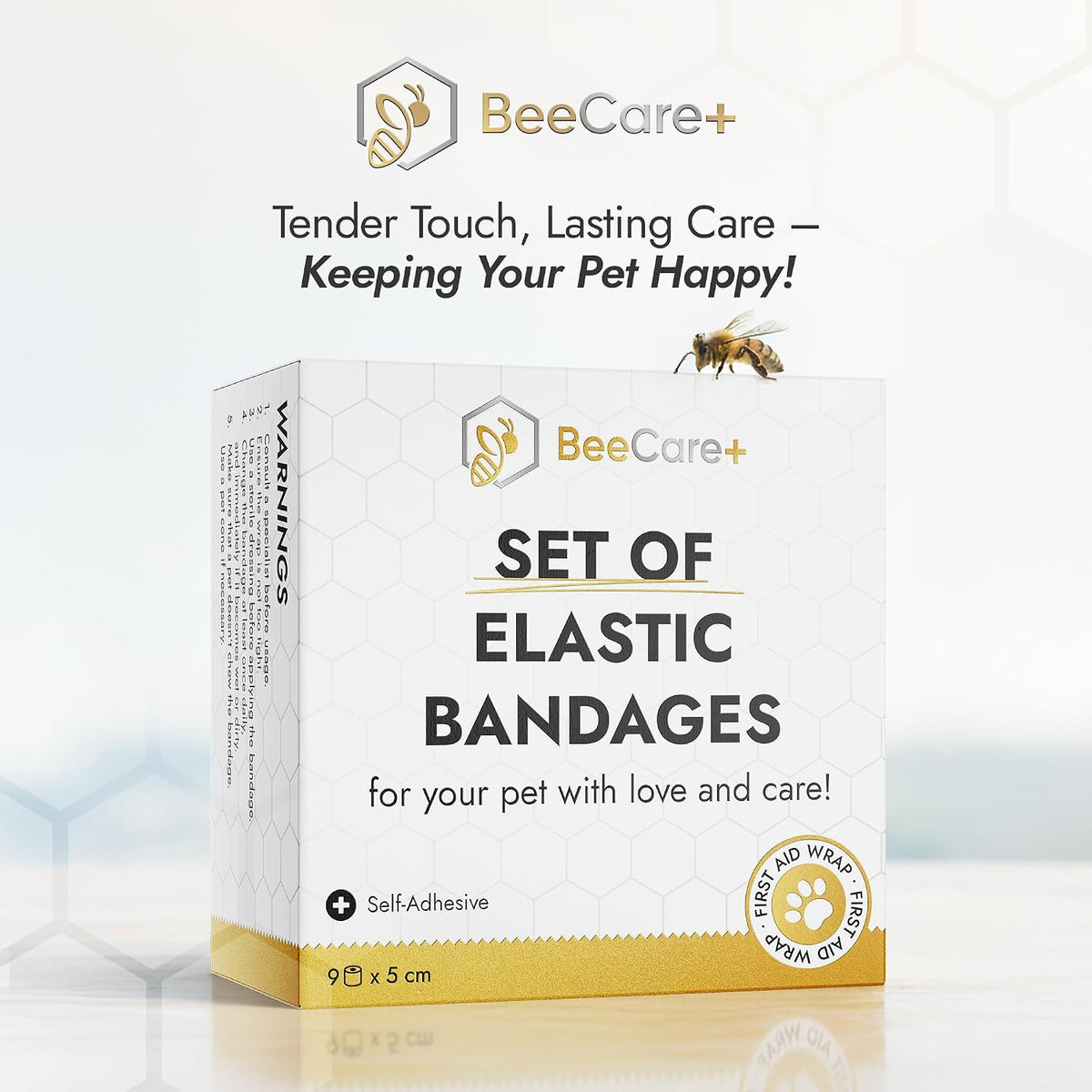 Self-Adhering Elastic Dog Bandages for Wounds – Cat & Dog Bandage Prevents Licking and Scratching – Made from Natural Rubber Latex, the Wrap Sticks to Itself – Set of 9 x 5 cm Rolls