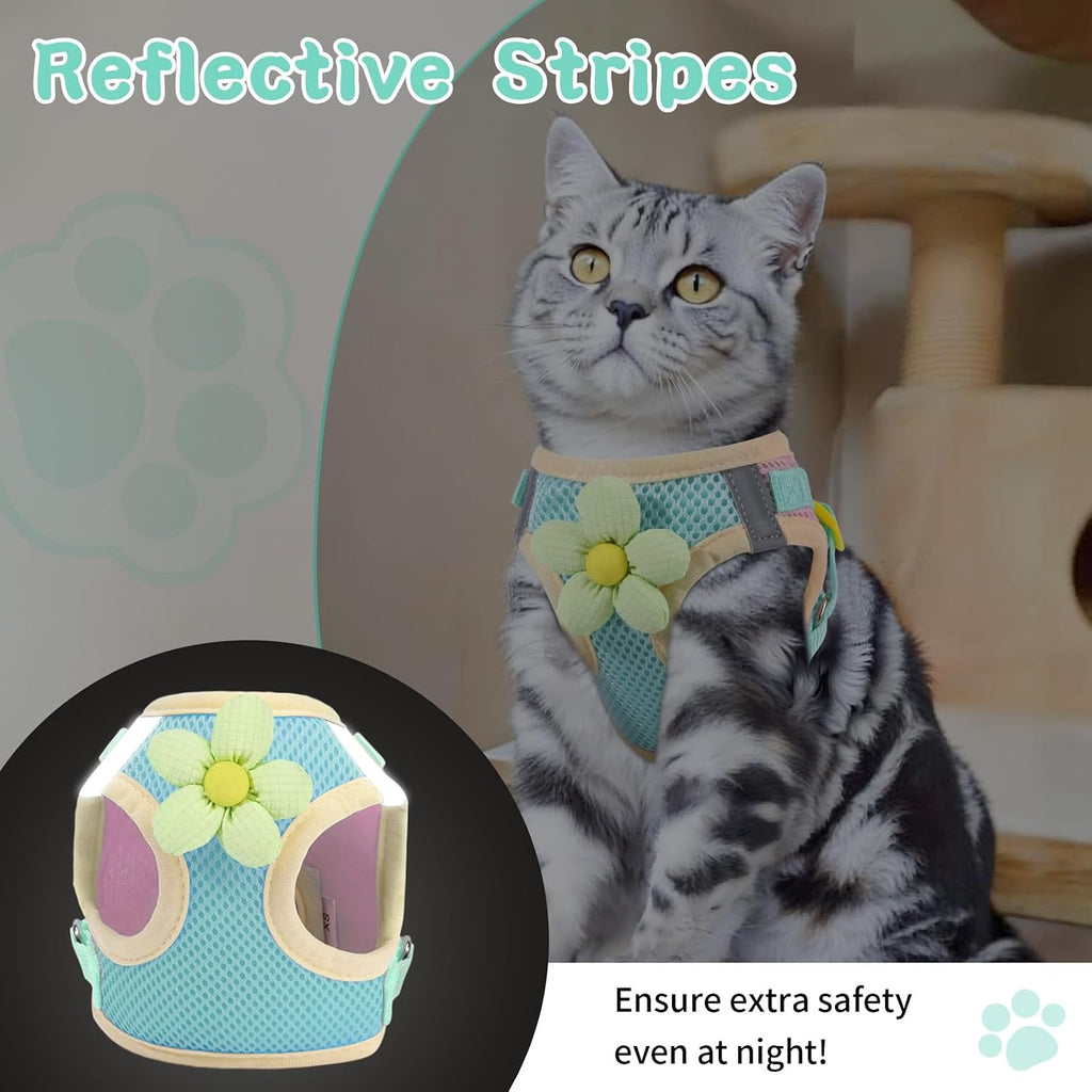 Cat Harness and Leash Set, Escape Proof Soft Vest Walk Green XS