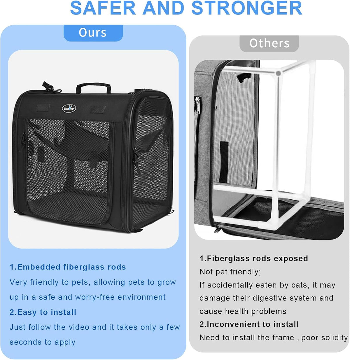 Wakytu 2-in-1 Pet Carrier for Cats & Dog, Travel Carrier for Camping