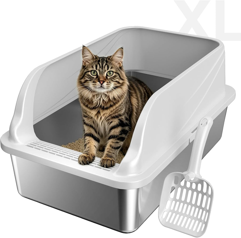 Stainless Steel Litter Box XL | Extra Large Litter box for Big Cats,Urine Leakage, Non-Stick, Durable,Easy to Clean