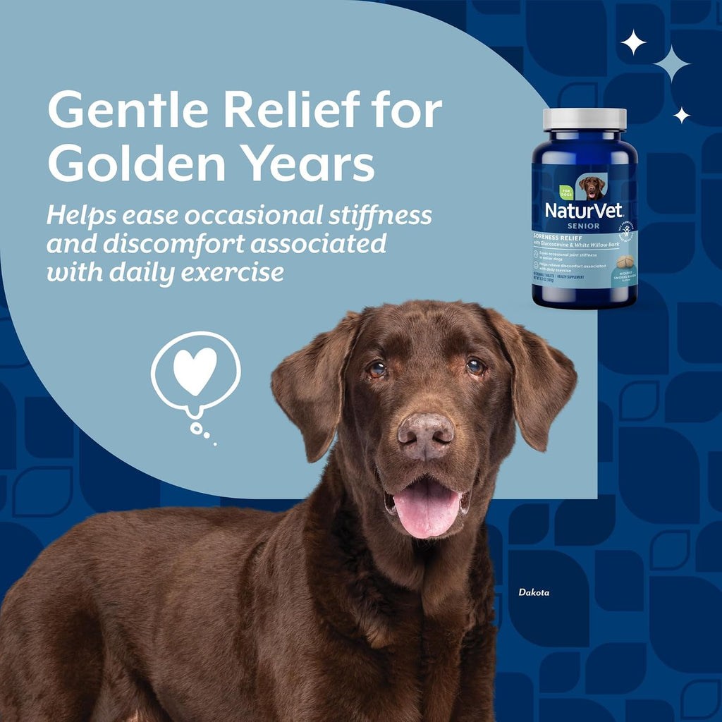 NaturVet Senior Wellness Aches & Discomfort for Dogs Plus Glucosamine- 60ct