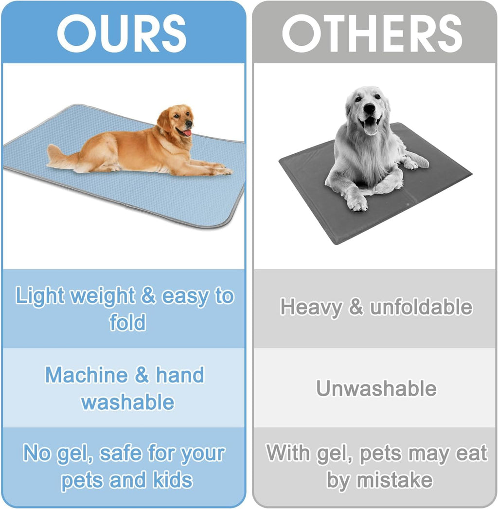 Buvlnee Summer Dog Cooling Mat Washable Ice Silk Self Cool Pad for Small Medium Large Dogs and Cats, Pet Sleeping Pad for Crate, Bed, Indoor & Outdoor Floor, Car Seats