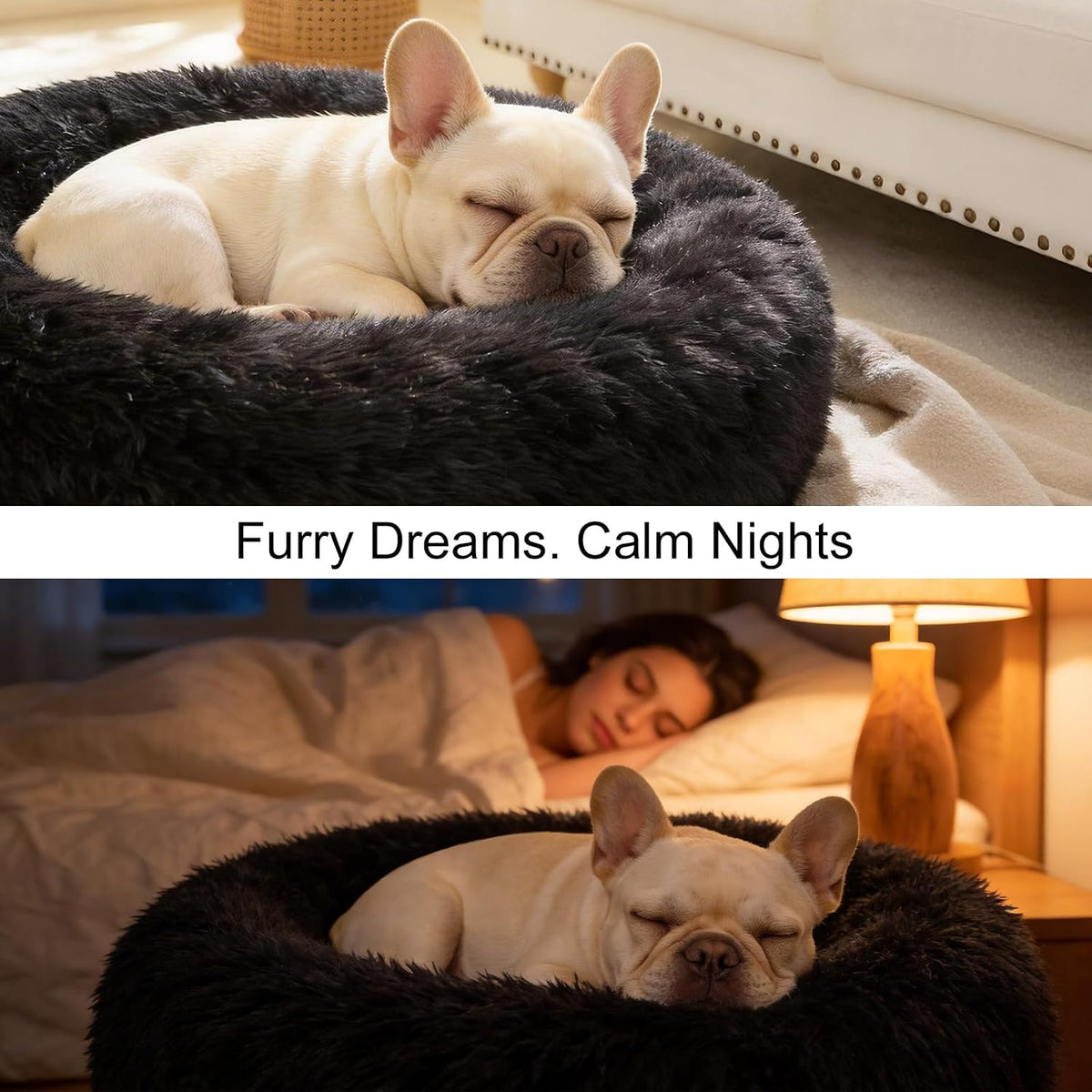 Donut Dog Bed for Medium Dogs Calming Round Washable Medium Sized Dog Bed