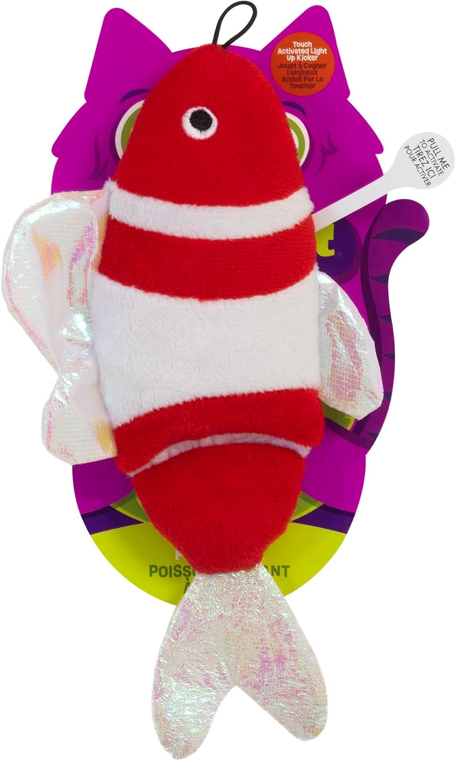 Mad Cat Bright Fish Kicker Cat Toy with Touch Activated Light Up, Pack of 1