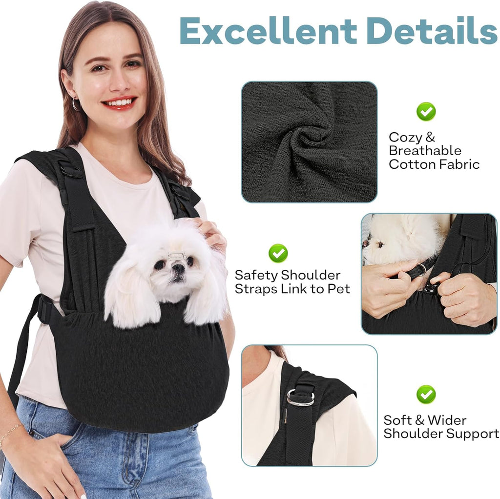 Supet Dog Sling Carrier for Small Pet, 95% Cotton Adjustable Front Backpack
