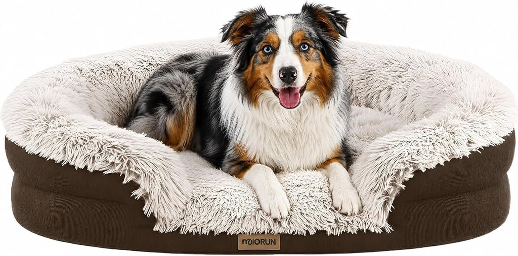 Miorun Fluffy Orthopedic Dog Beds Large Sized Dog, 40" Bolster Sofa Bed