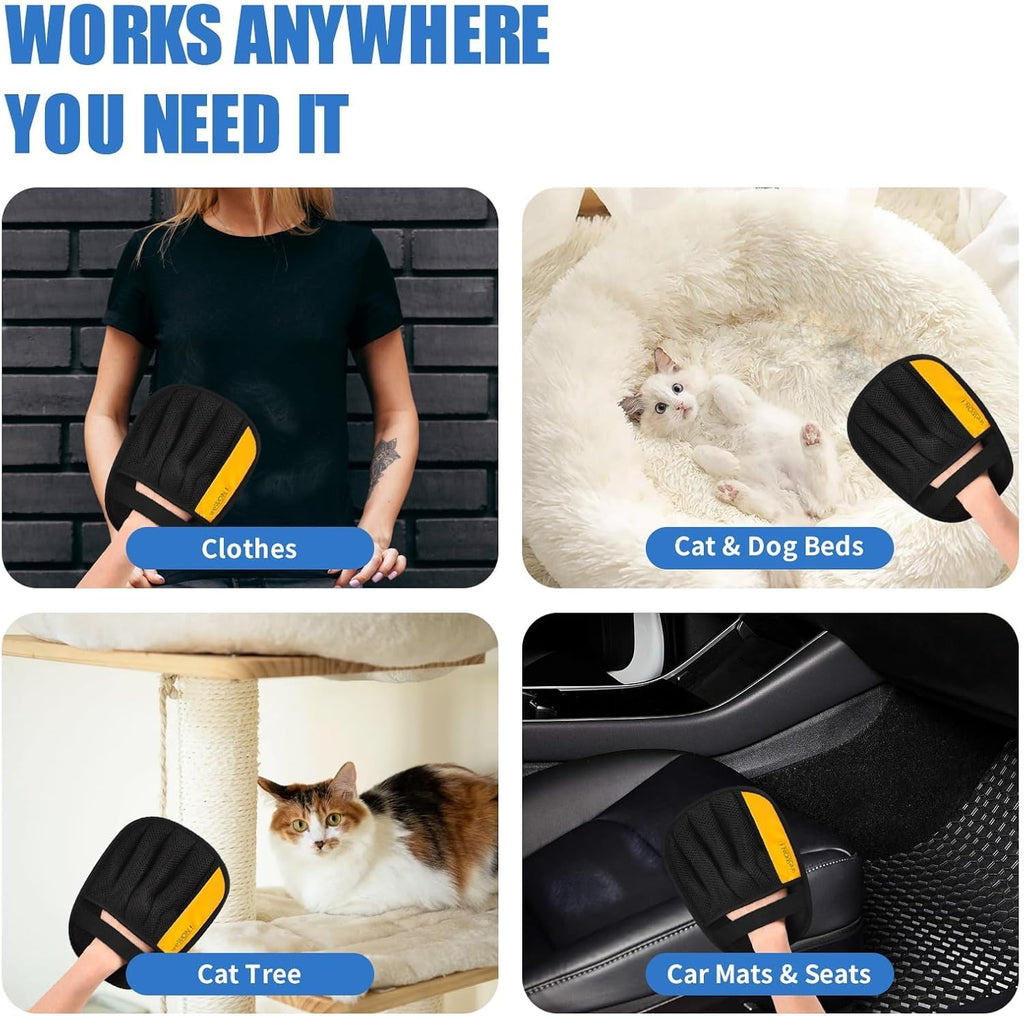 Upgraded Electrostatic Pet Hair Removal Glove for Dogs & Cats 5-Finger Magic Brush Design Reusable Hair Remover for Couch, Carpet, Car Seat, Laundry & Clothing Quick Cleaning Tool for Pet Owners