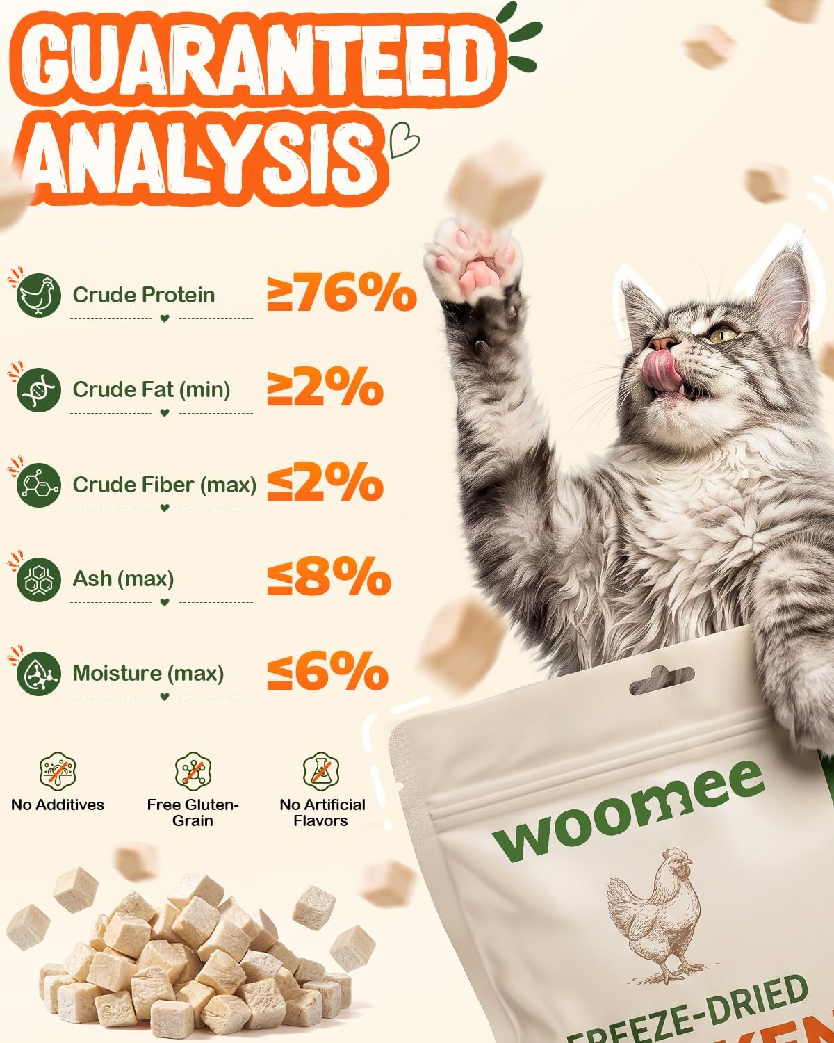 Freeze Dried Cat Treats, Food Topper, Single Ingredient, 3.5oz