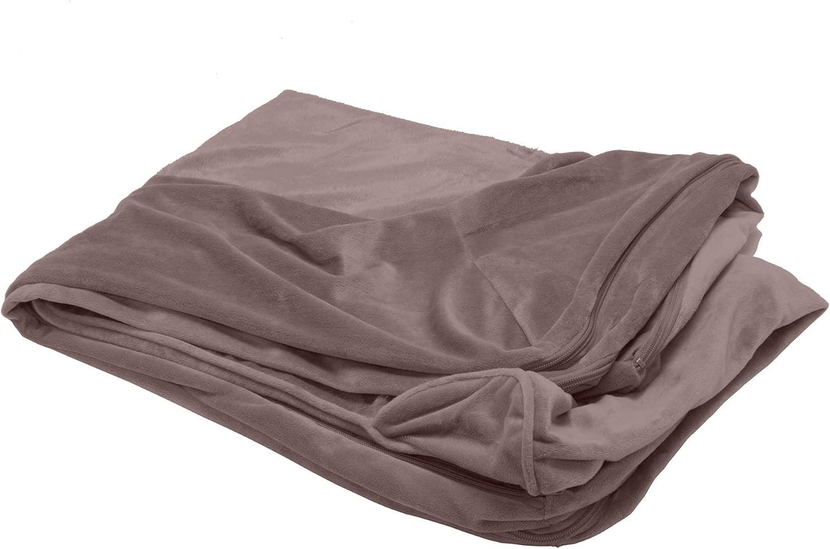 Furhaven Replacement Dog Bed Cover Faux Fur & Velvet Sofa-Style, Machine Washable - Driftwood Brown, Large