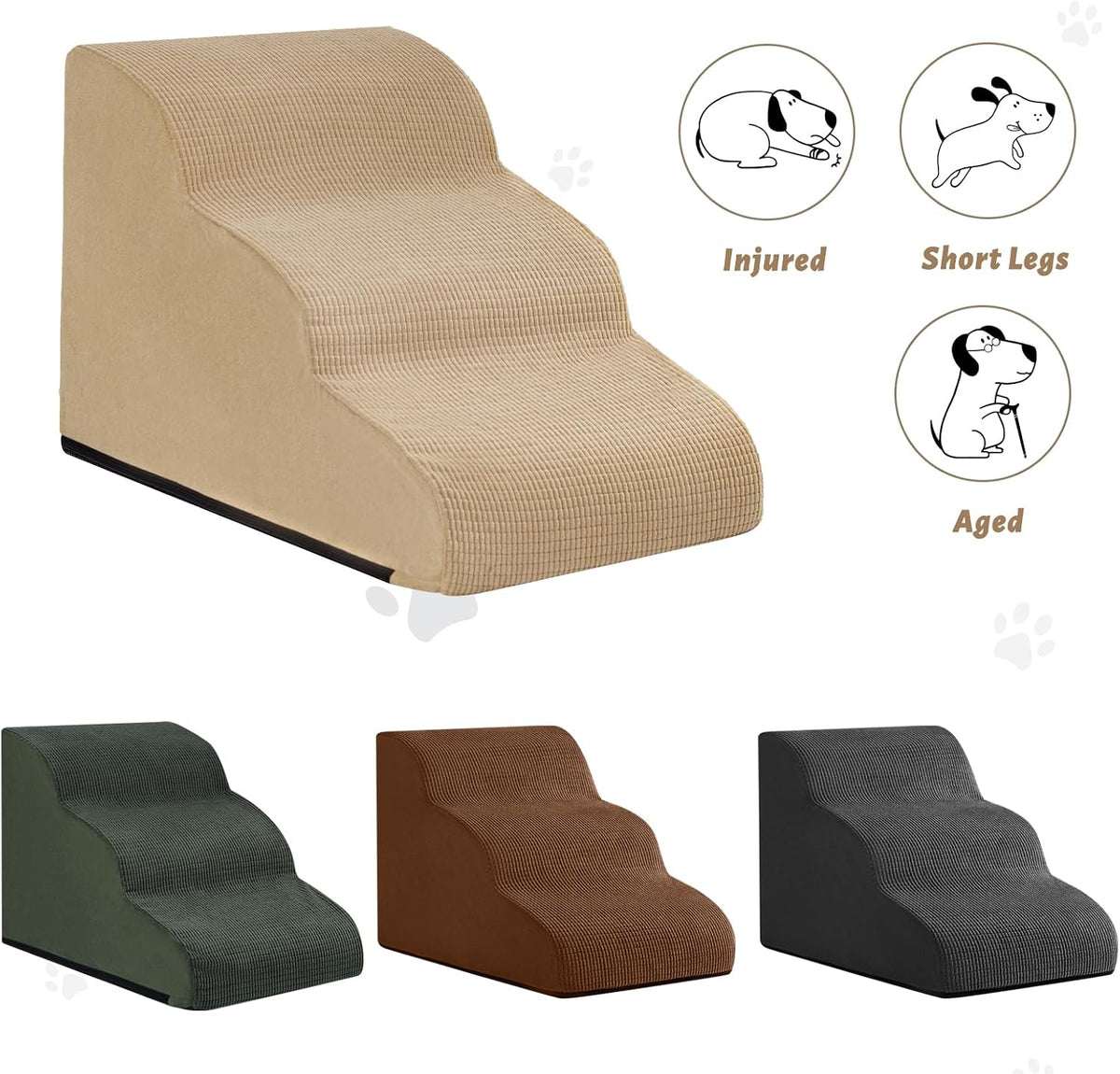 Aodisman Dog Stairs for Small Dogs and Cats,3-Step Pet Ramp for Couch,Chair