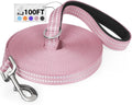 Long Dog Leash XiaZ Training Leashes 10/15/20/30/50/100ft Long Lead for Dogs 100ft Training Leash for Outside Pink 100 Foot Nylon Padded Handle Reflective Hiking Yard