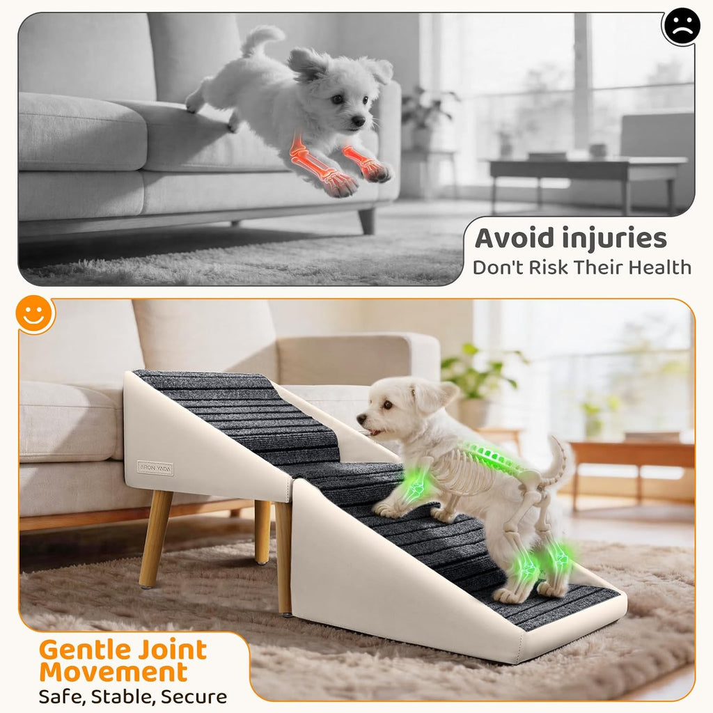 Dog Stairs for Small Dogs,17" H 4‑Step Non‑Slip Dog Ramp for Couch Low Bed