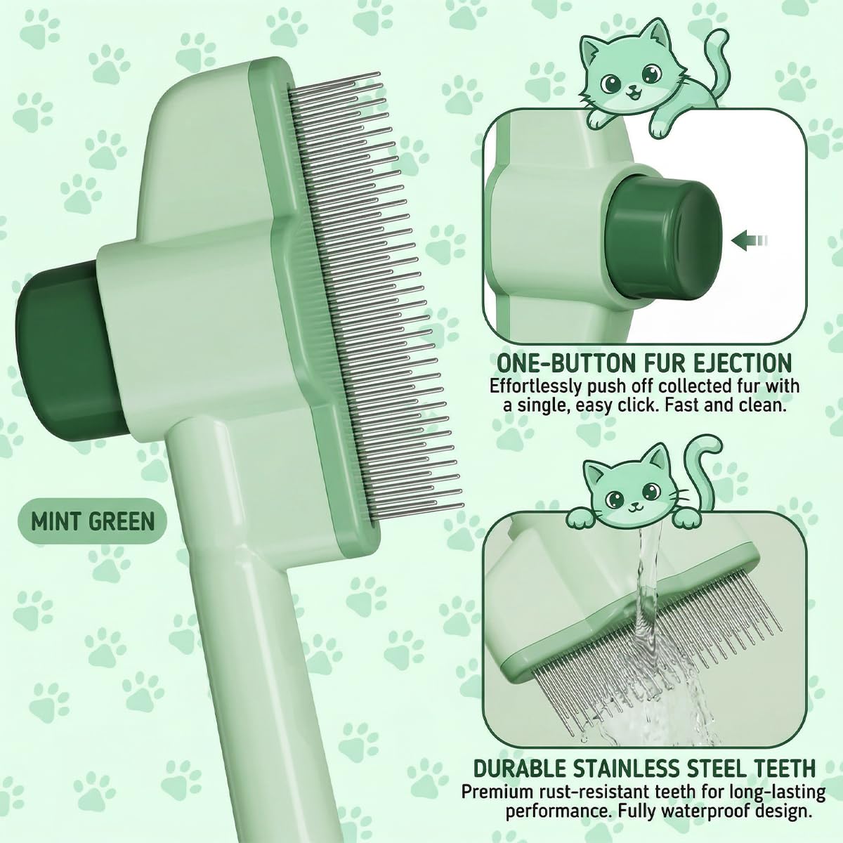 2 PCS Dual-Sided Flea Comb for Dogs & Cats, Stainless Steel Teeth De-shedding Brush | Effective Pet Grooming Tool for Shedding Control | Cat, Dog Brush for Indoor Pets