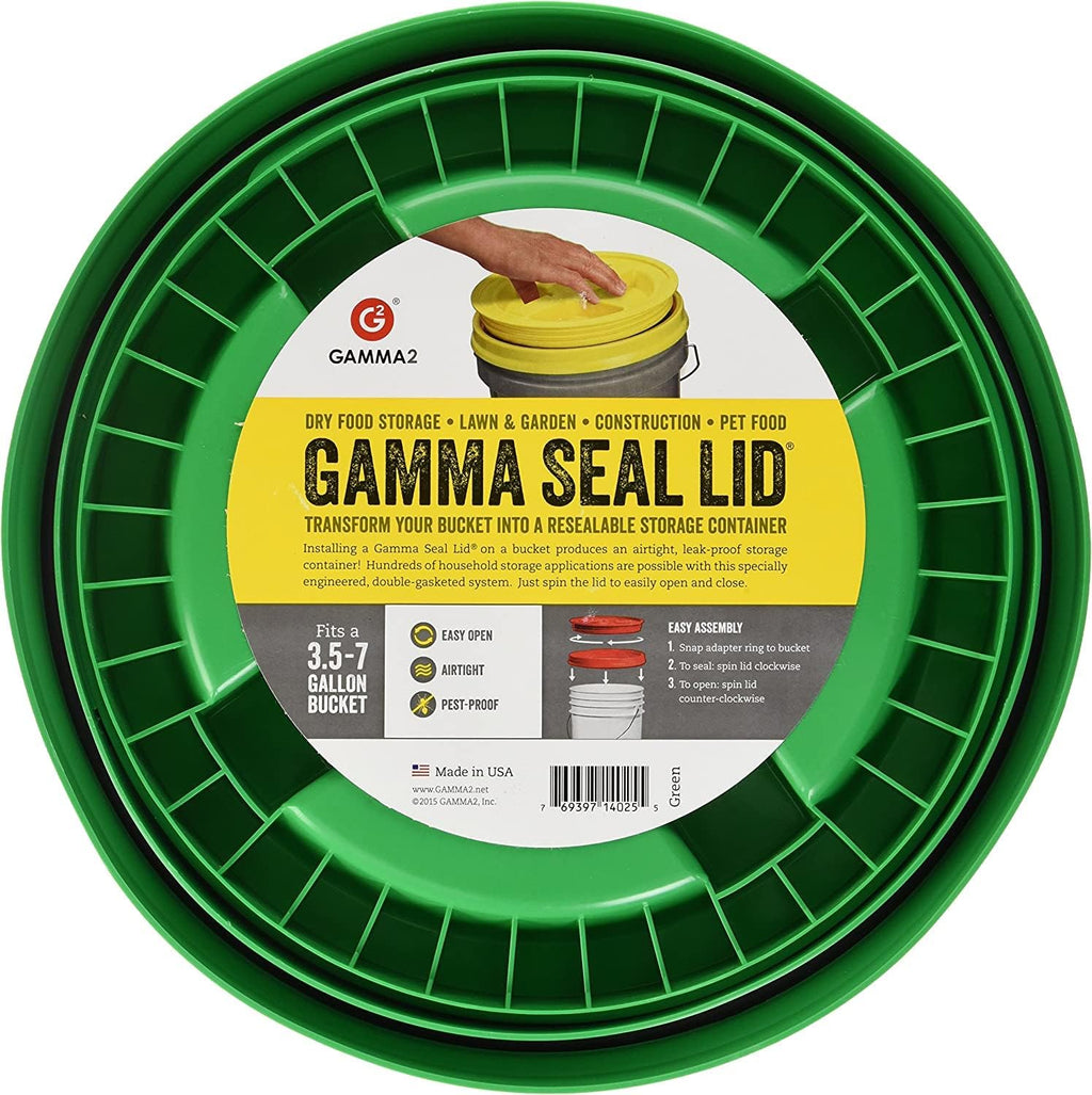 GAMMA2 Gamma Seal Lid - Pet Food Storage Container Lids - Fits 3.5, 5, 6, & 7 Gallon Buckets, Green, Made in USA