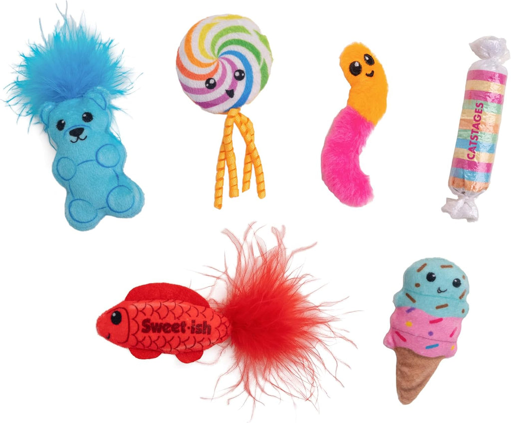 Catstages Kitty Sweet Treats Plush Catnip Cat Toys, 7.8", 6-Pack