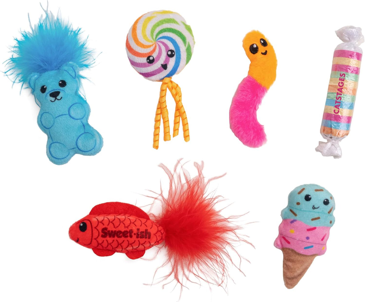 Catstages Kitty Sweet Treats Plush Catnip Cat Toys, 7.8", 6-Pack