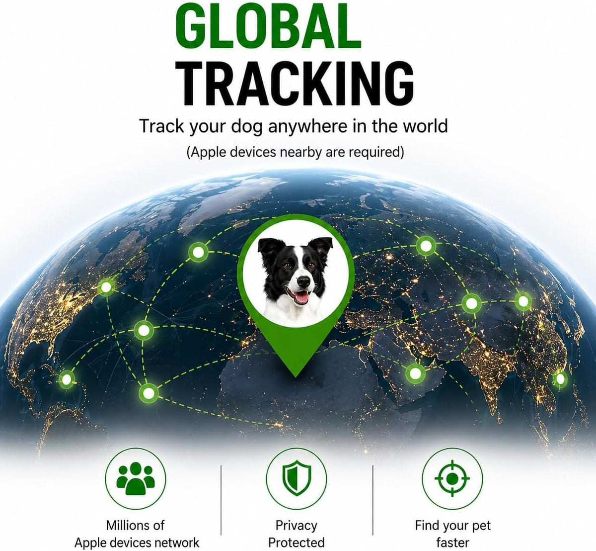 GPS Collar for Dogs (iOS Only) Smart tag,Waterproof Compatible with Apple Find My,No Monthly Fee,Advanced Tracking Solution Smart Collar for Pet Safety Ideal Small Large Dogs (iOS Tracker for Dog)