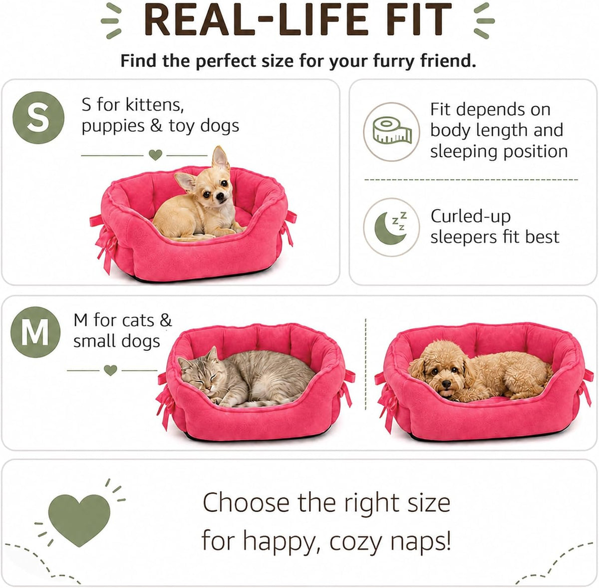 Pink Dog Bed for Small Breeds Breathable Princess Bowknot Puppy Cat Cushion