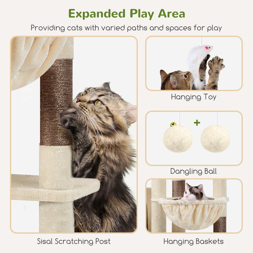 Globlazer Giant Cat Tree for Indoor Large Cats, 83in, F83, Beige