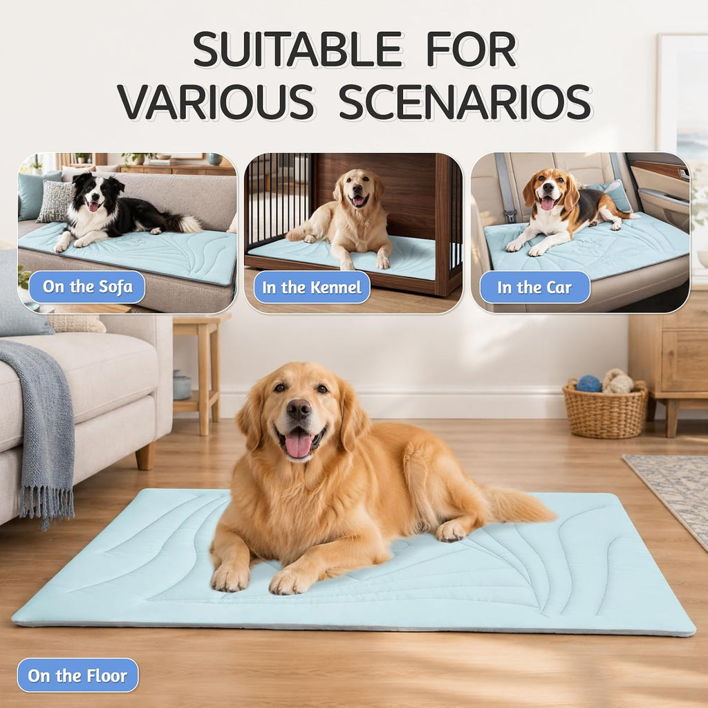 Dog Cooling Mat, Reversible Cool&Warm Washable Pad, 36"x23", Blue