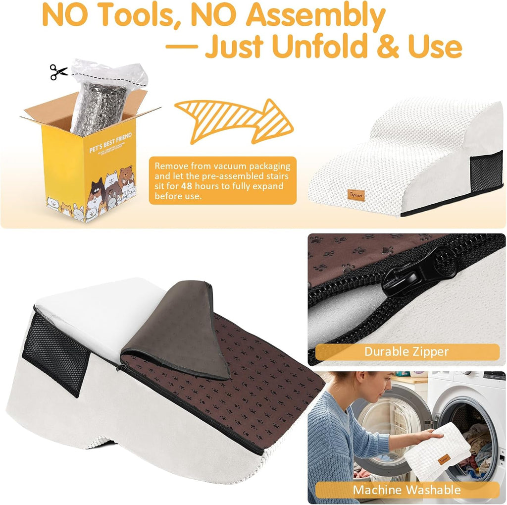 Topmart High Density Extended Foam Dog Ramp&Steps 2 Tiers,11.8" High