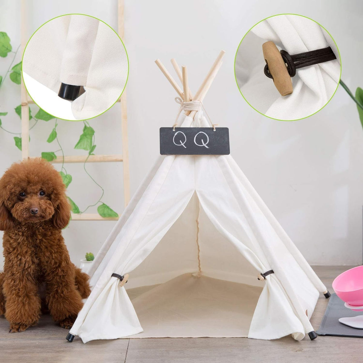 Dog Teepee Bed Cat Tent Portable Houses Pet Puppy with Cushion