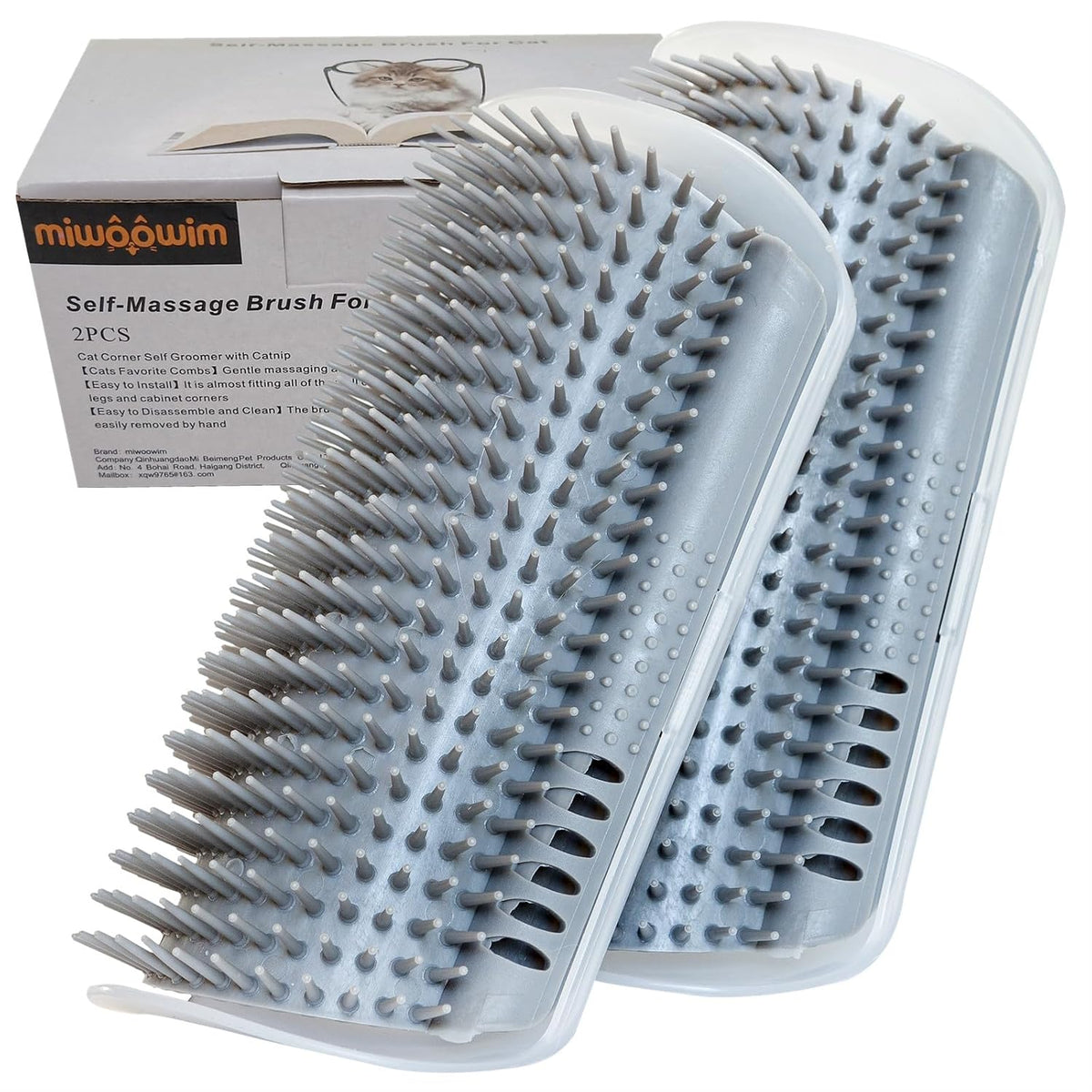 miwoowim 2PCS 6.1" Extended Cat Self Groomer, Wall Corner Massage Brush