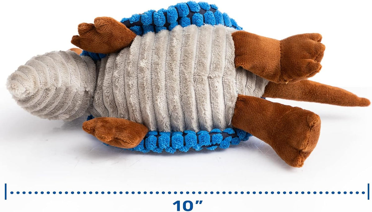 Hollypet Armadillo Squeaky Puppy Dog Toys for Small Medium Dogs, 8" | plush stuffed small dog squeak animal toy with unique grunt squeaker textured fabric for teeth cleaning toys
