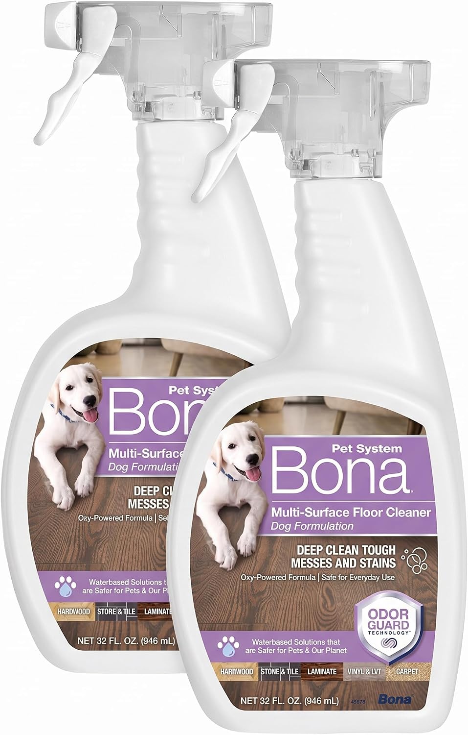 Bona Pet Spray Odor Eliminator, Dog Formulation, 32 fl oz, Safe for Carpeted Areas and Multi-Surface Floors (Pack of 2)
