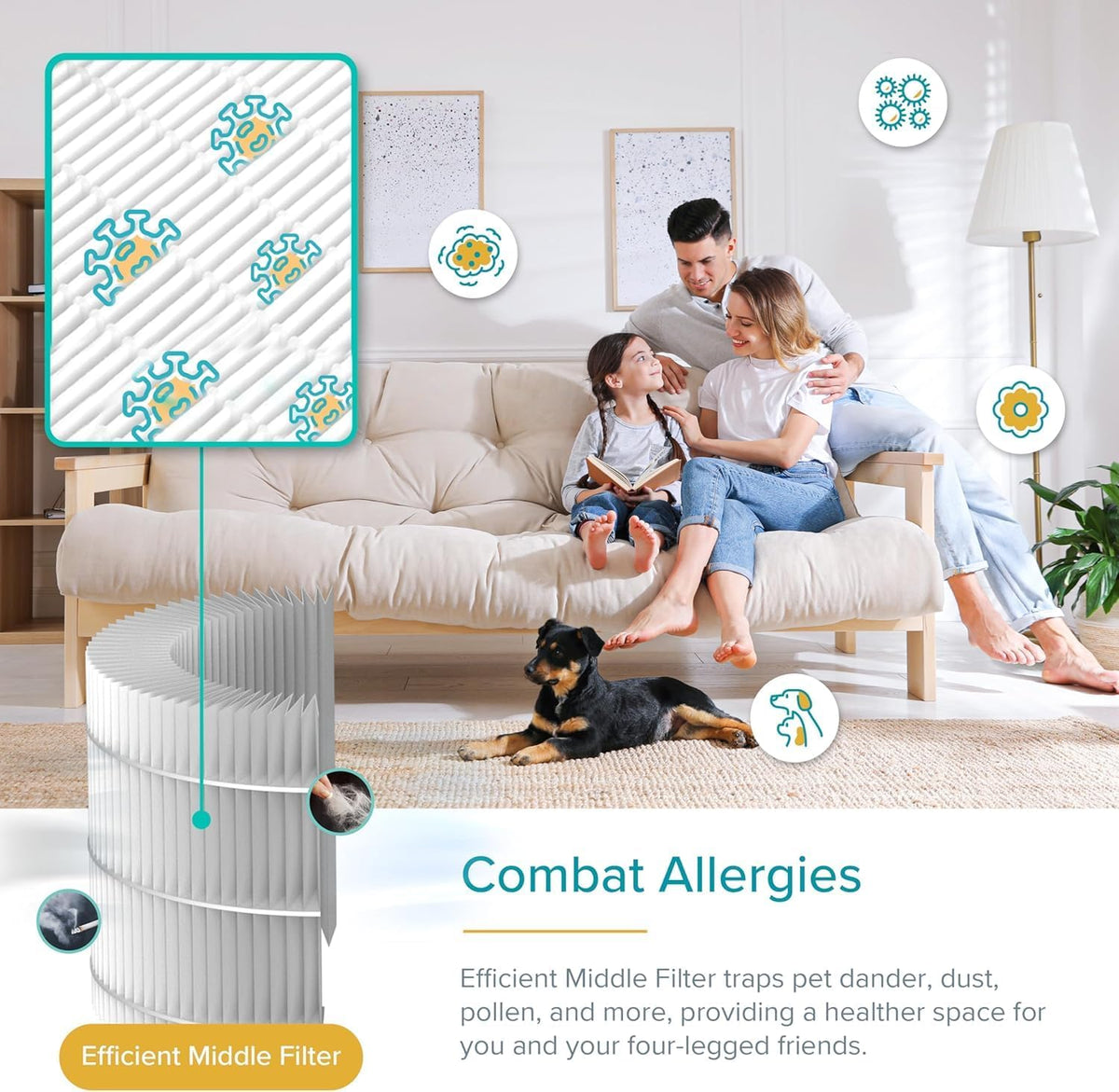 Levoit Air Purifier for Home Pets, Large Room Bedroom, AHAM VERIFIDE