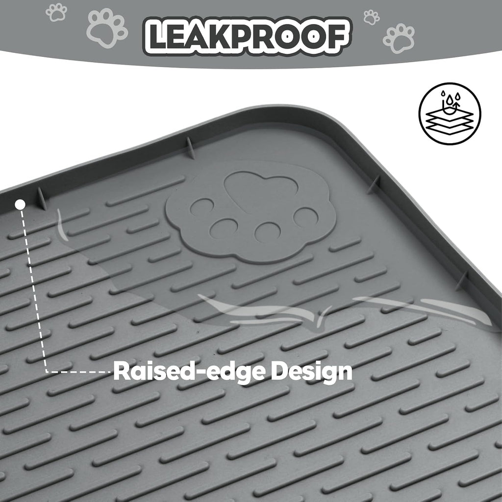 Silicone Cat Litter Mat for Litter Box 34”x22” Large Cat Mat, Dark Grey | Waterproof, Non-Slip, Leak-Proof Rug Mat with Lip, Easy to Clean, Extra Large Litter Catcher Mat for Floor