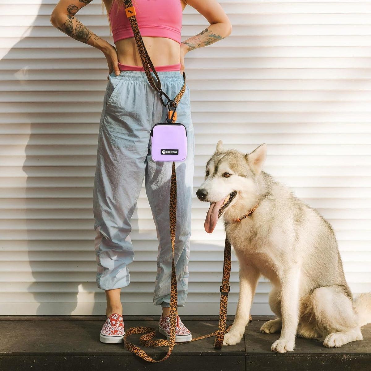 Dog Treat Pouch Pocket Sized Pet Puppy Training Pouch for Dog Training Behavior Aids, Waterproof Nylon Fabric Dog Poop Bag Holder, Hands Free Dog Walking Bag with Metal Carabiner (Violet)