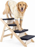 MEWANG Wood Pet Stairs, 4-Step Dog Stairs for Beds, Couches & Cars, 25" H