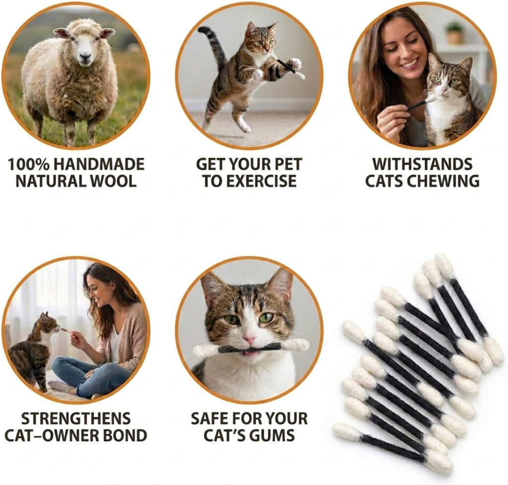Glaciart One Swabs Cat Toys with Catnip - 6 Pk | Durable for Chew, Cute Cat Toys Interactive Kitty for Boredom, Exercise, & Play | Filled w/Organic Catnip for Anxiety & as Digestive Aid | Gift Idea