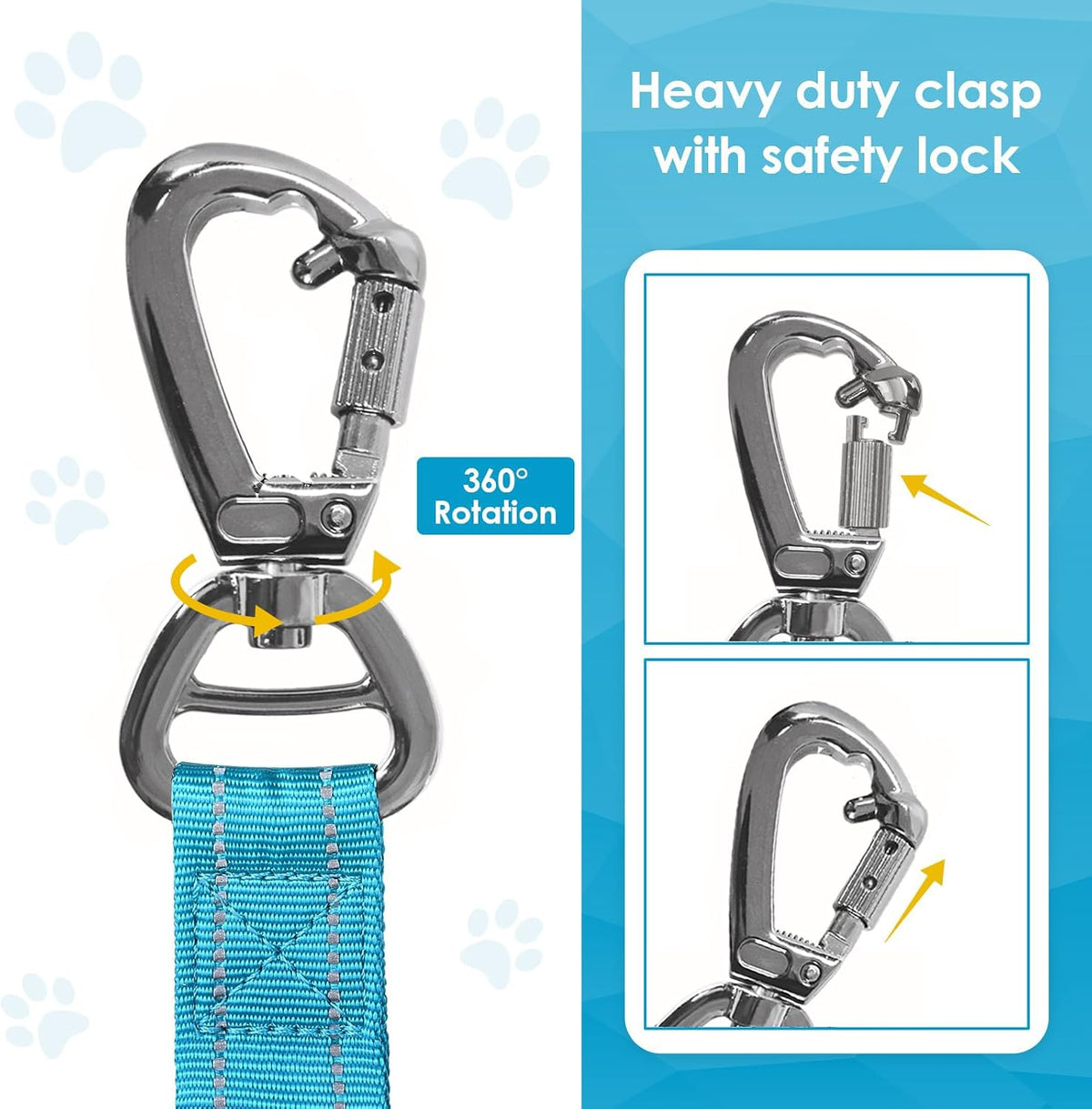 AUBELL Tactical Dog Leash Heavy Duty,4-6ft No Pull Bungee Leash,Blue