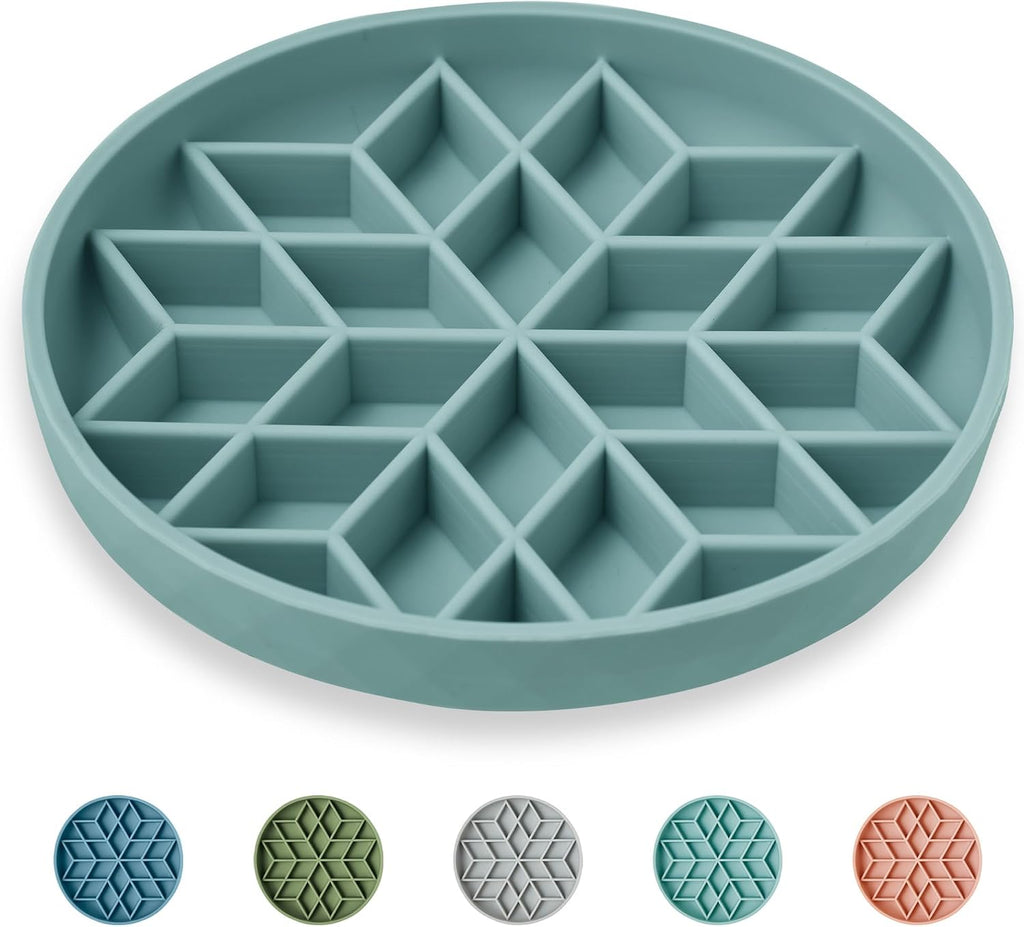 OHMO Slow Feeder Dog Bowl, 7.3" Lick Mat for Dogs, Diamond, Light Blue
