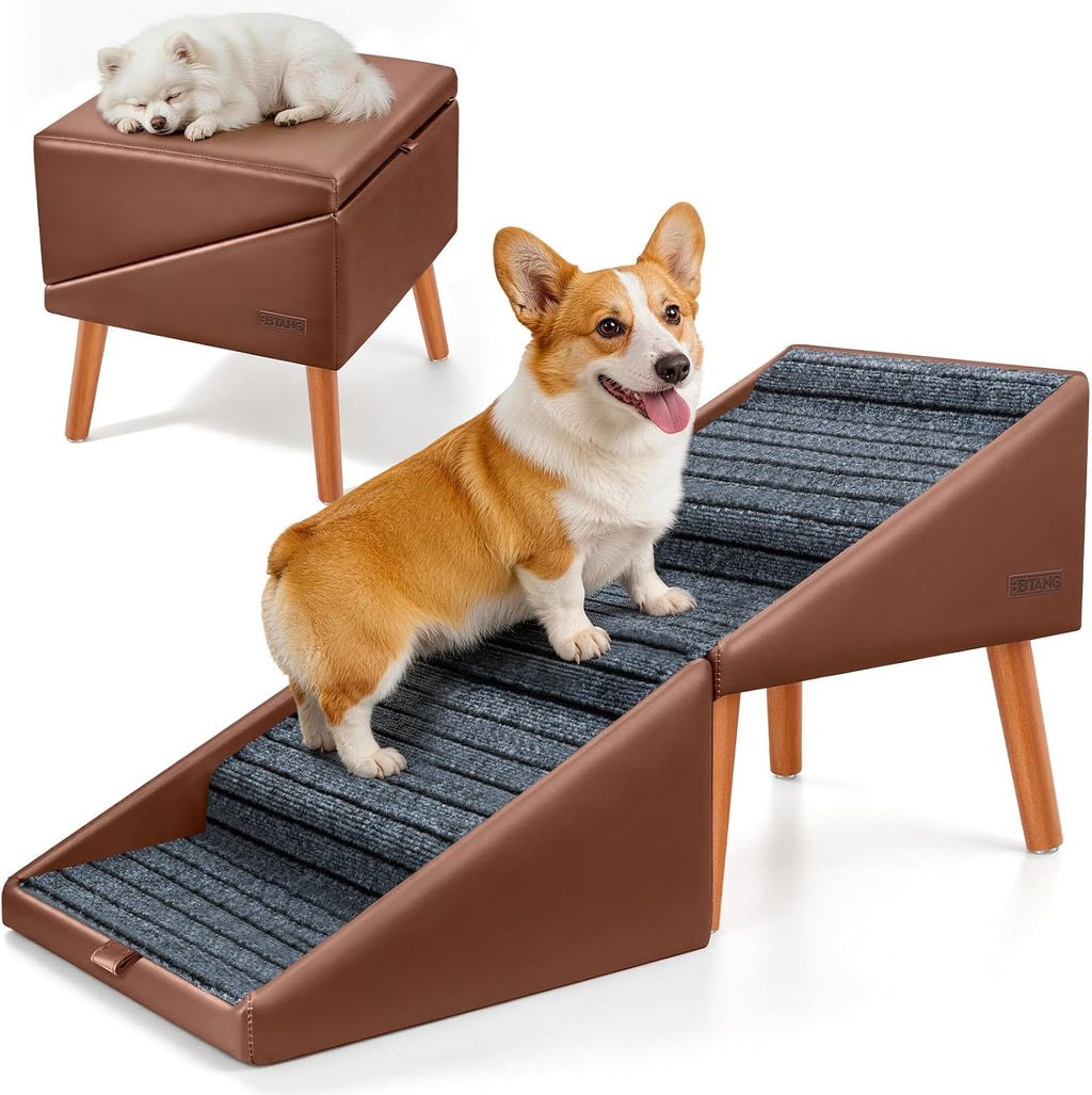 17" H Dog Stairs for Small Dogs – 4-Step Non-Slip Dog Ramp for Couch