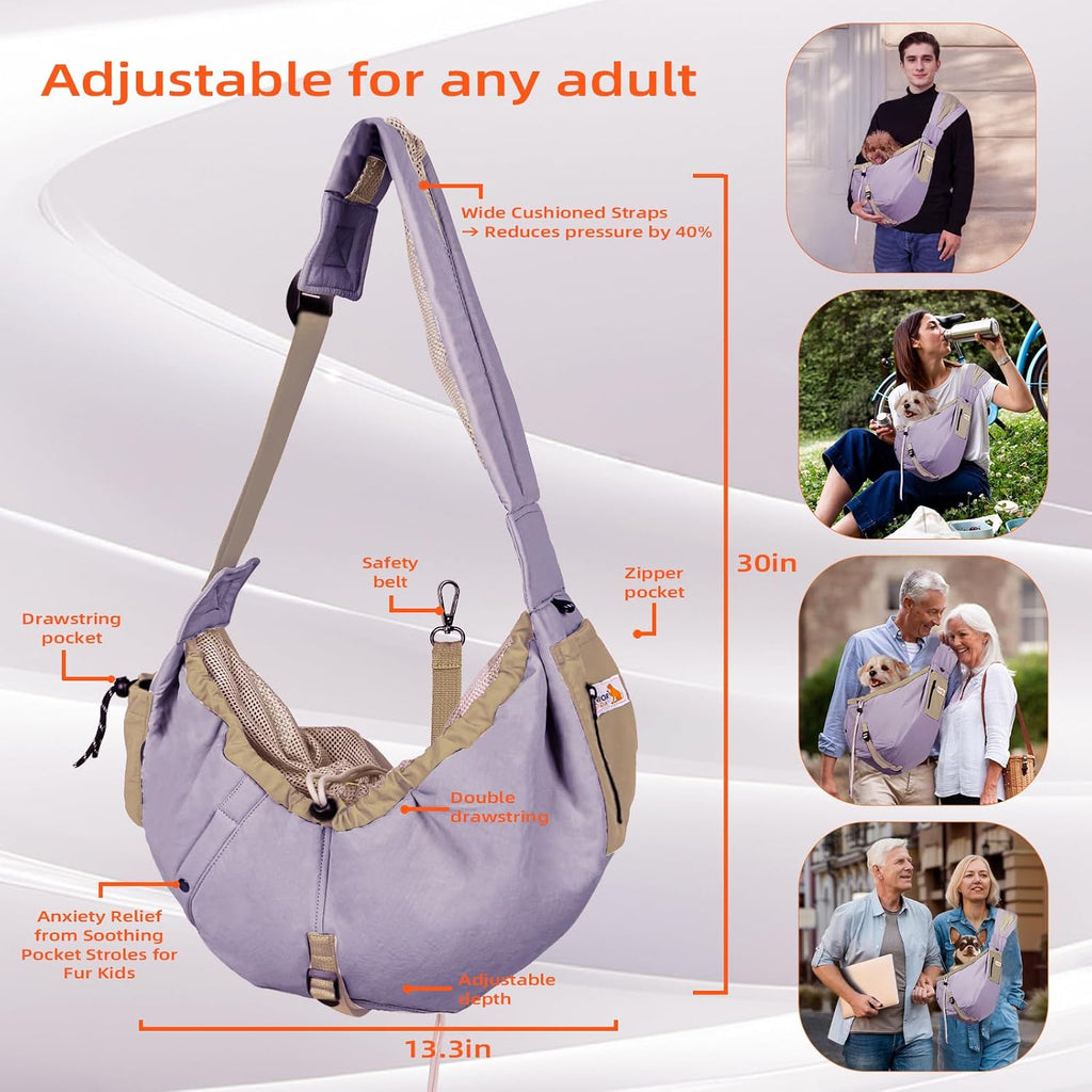Dog Carrier Sling, Dog Carriers for Small Dogs Up to 20lbs, Purple