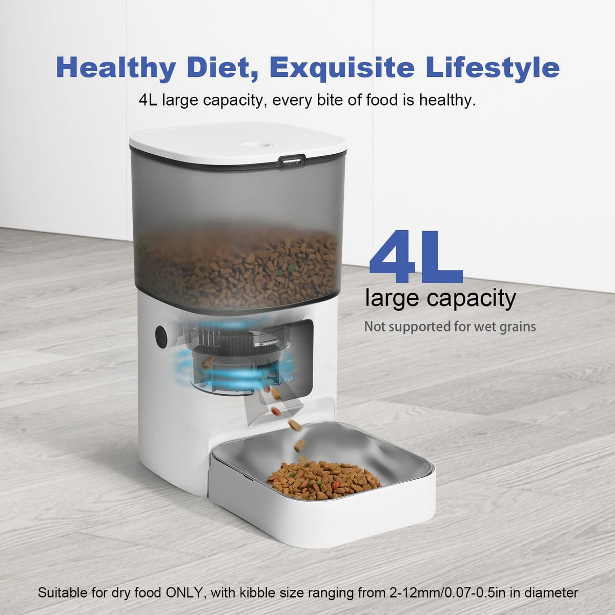 ANDOLL HOME Automatic Cat Feeder,4L Timed Cat＆Dog Dry Food Dispenser