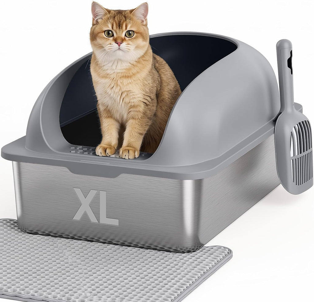 Stainless Steel Cat Litter Box, Large Metal Litter Boxes High Sides