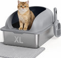 Stainless Steel Cat Litter Box, Large Metal Litter Boxes High Sides