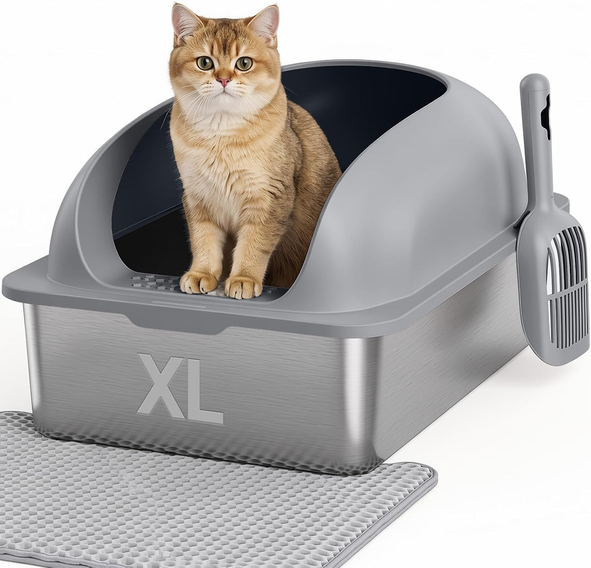 Stainless Steel Cat Litter Box, Large Metal Litter Boxes High Sides