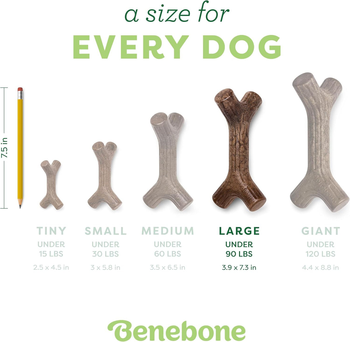 Benebone Maplestick Real Wood Durable Dog Chew Toy, Made in USA, Large (Pack of 2)